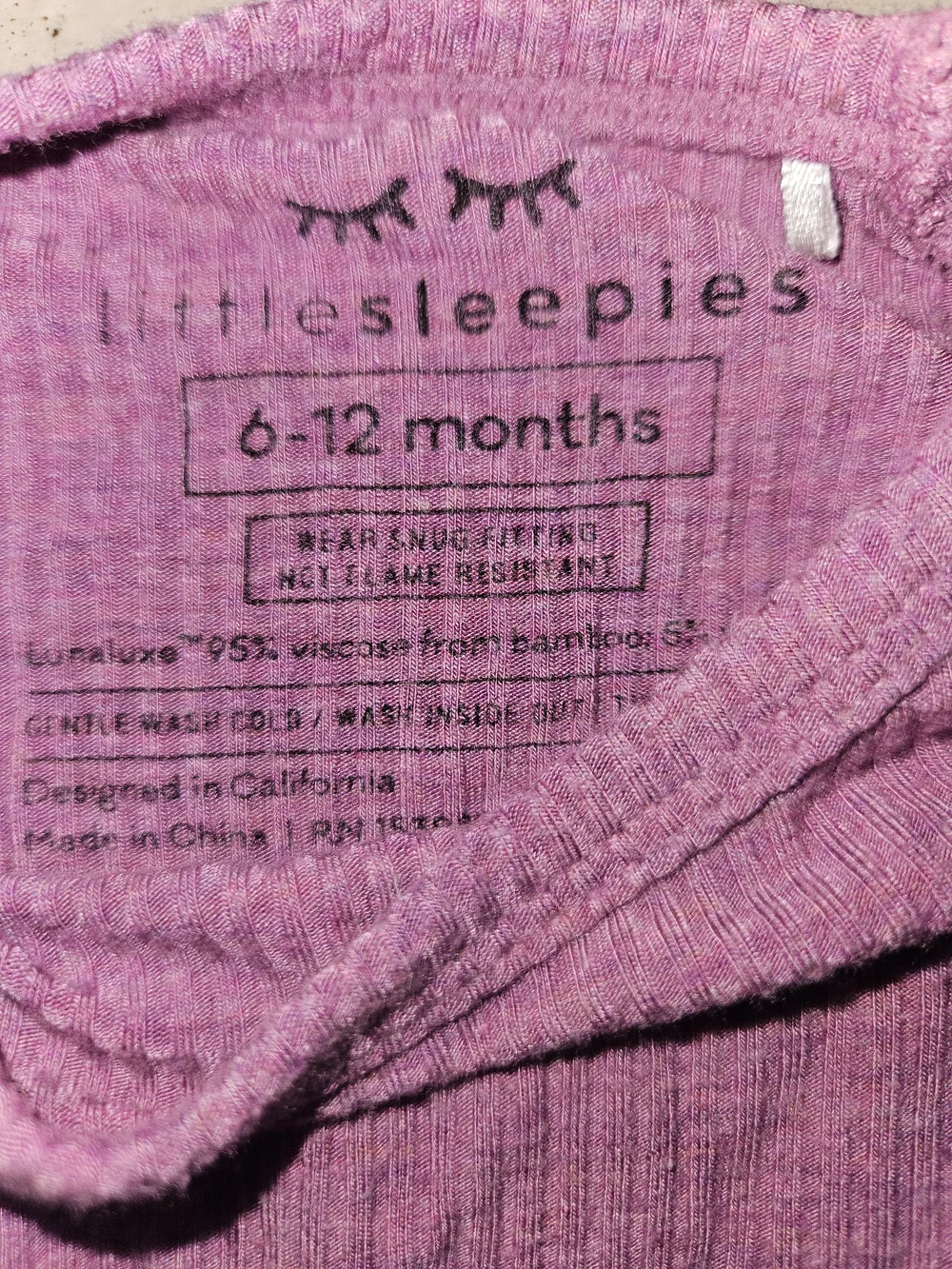 Little Sleepies Mauve Ribbed Long-Sleeve One-Piece Pajama
